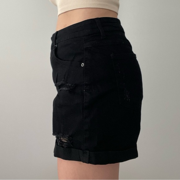 High waisted Stretchy Black Denim Shorts Size XL - Picture 3 of 3